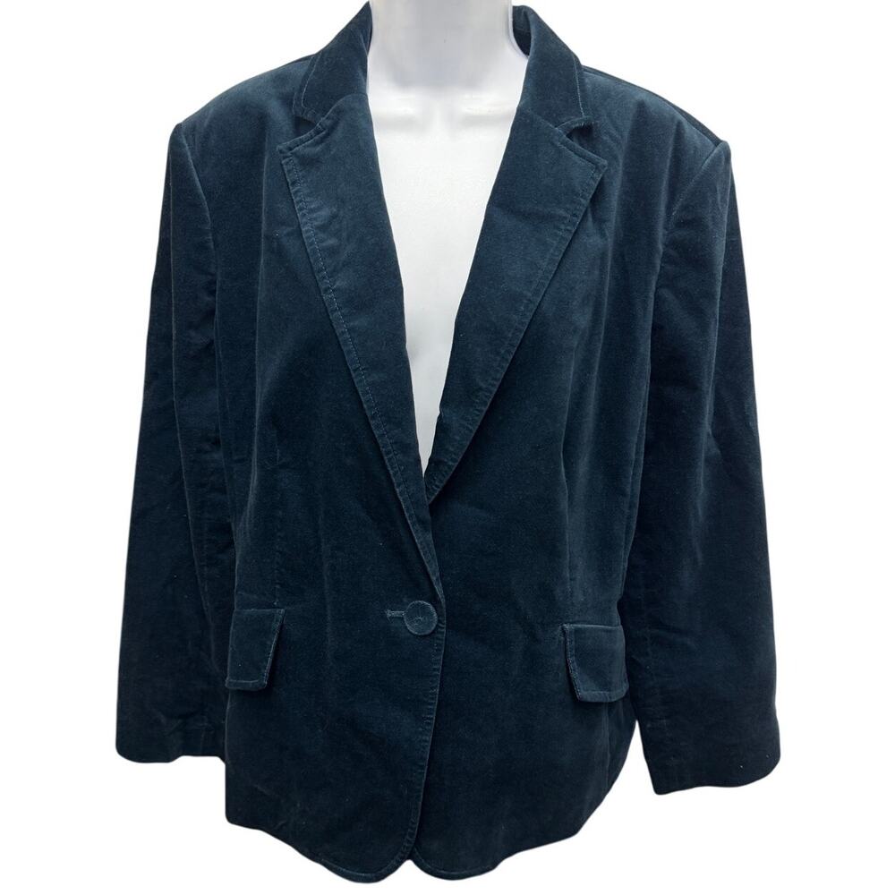 Talbots Women’s Size 18 Velvet Teal Green Blazer with Flap Front Pockets